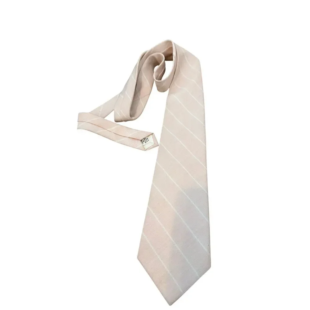 Lilly Daché Neck Tie Striped Print Pink White Mid Century